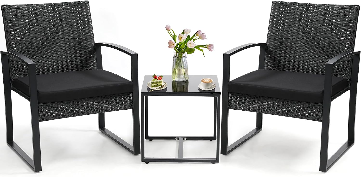 KROFEM 3-Piece All-Weather Wicker Bistro Set Review: Best Patio Furniture for Small Gardens & Balconies