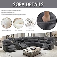 Vista 6 de A Ainehome Juego de Sofá Seccional Reclinable con Almacenamiento, Juegos de Sofá de Pana Reclinables Seccionales Manuales para Sala de Estar con 3