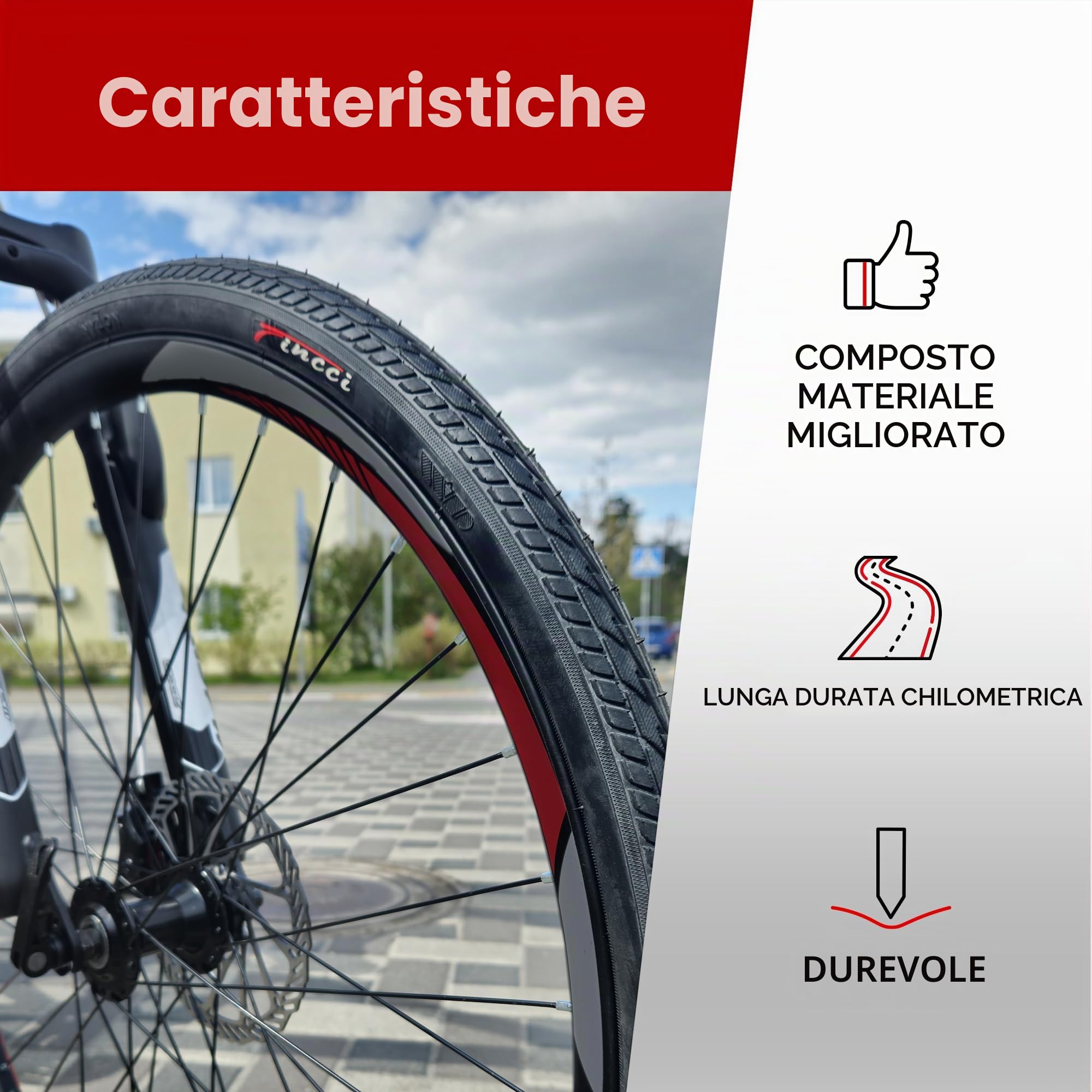 Fincci Slick Copertoni Bici 26x1.50 Pollici - Lisci Pneumatico 26 per la guida di una bici da città - Gomme 40-559 per Strada bicicletta, City, Bici elettrica - Adatto per ruote 26 and bicycle 26"