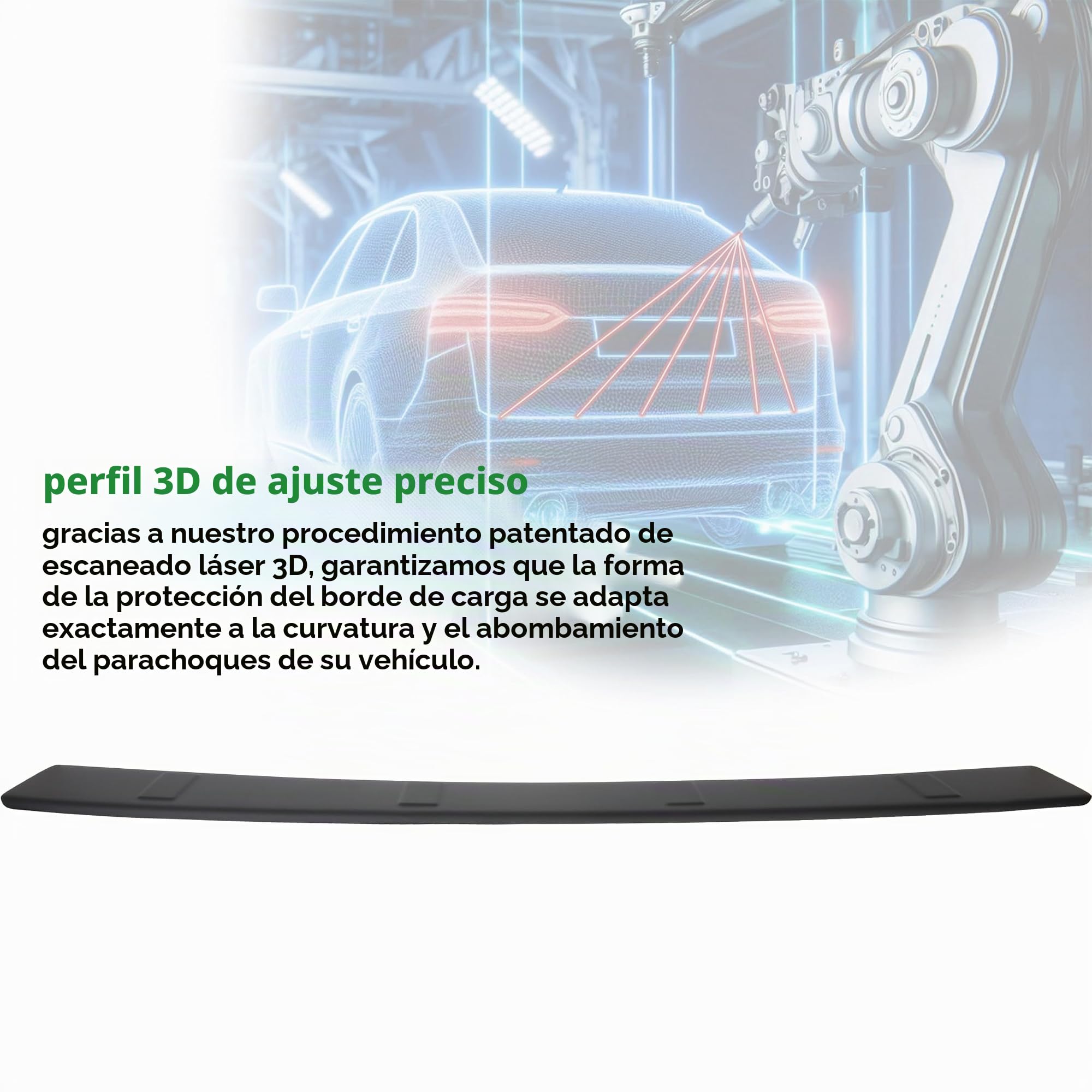 RECAMBO Protector de parachoques de plástico ABS, compatible con Peugeot Expert III/BJ a partir de 2016, resistente y adaptable, protección óptima para el parachoques