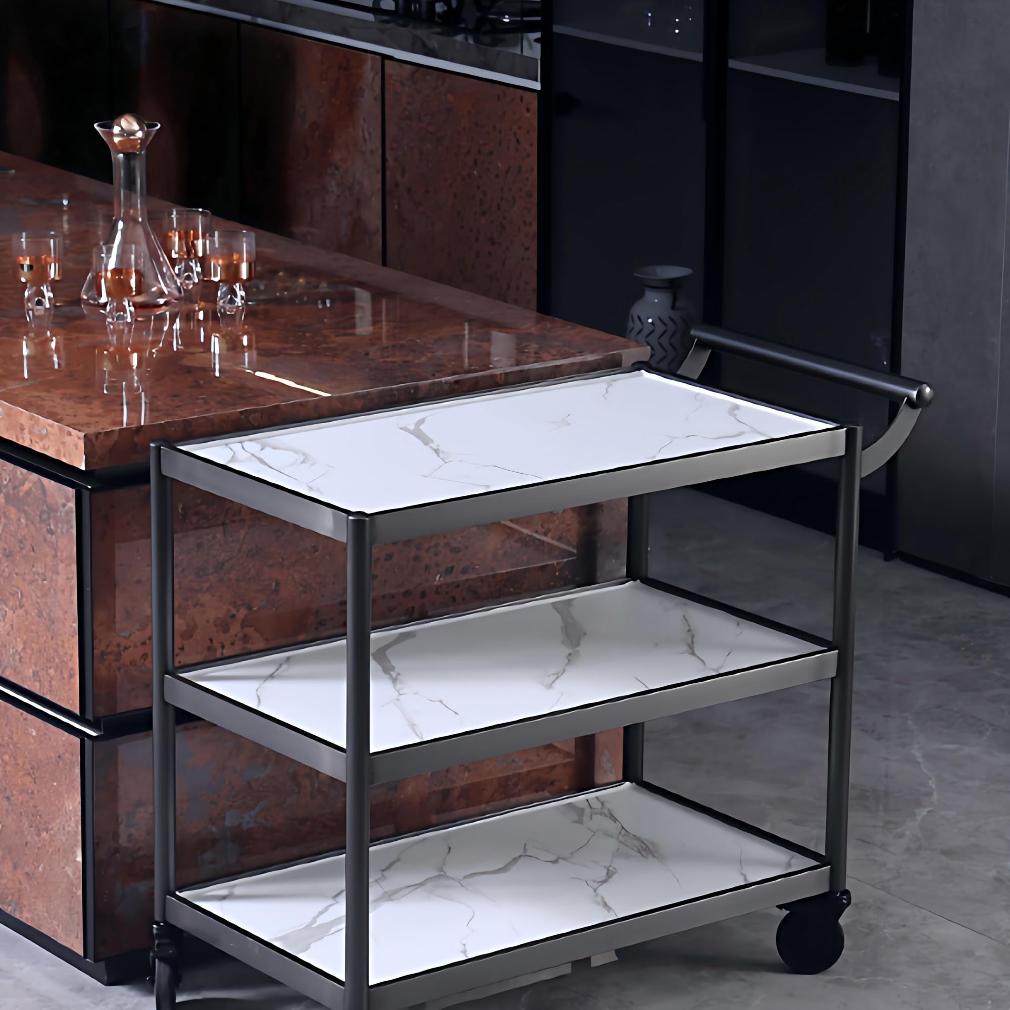 Carrello portautensili Industriale a 2 e 3 Ripiani in Acciaio Inox con 4 Ruote silenziose e bloccabili, Carrello Multiuso Mobile e Resistente per Garage, Officina, Magazzino e Ufficio domest