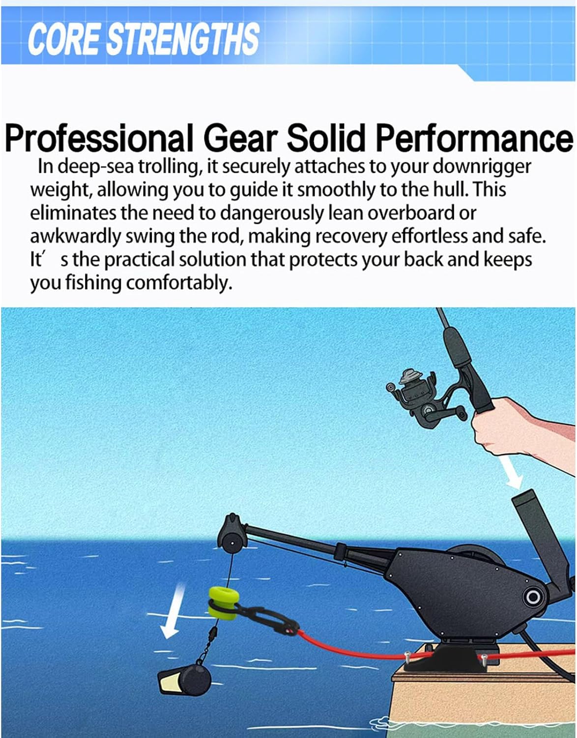 Retrieval Tool Easy to Operate for Anglers with Shock Absorbers Downrigger Weight Snubber
