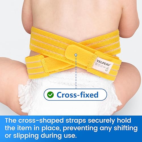 Miniatura 2 de Velpeau Cinturón de hernia umbilical para bebé recién nacido, antideslizante, con 3 almohadillas de compresión, banda para el ombligo, bragueta