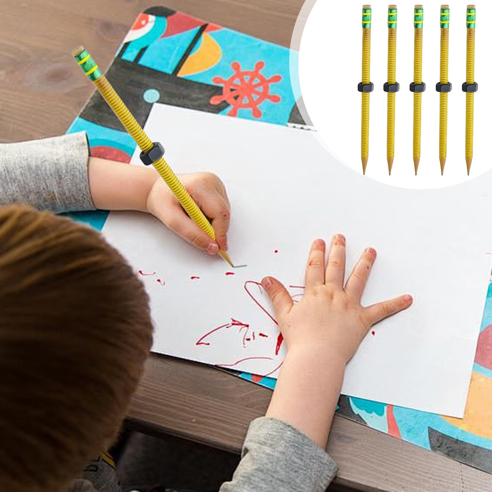 Lot De 2 Crayons Sensoriels AD/HD à Écrous Et Boulons – Anti-Stress Fileté Pour La Concentration En Classe Ou Au Bureau