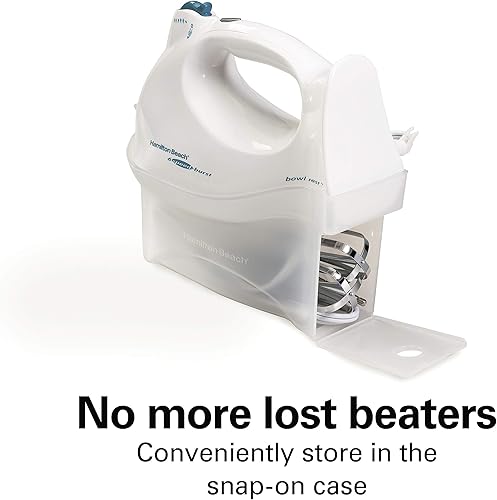 Miniatura 10 de Hamilton Beach Batidora de mano eléctrica de 6 velocidades con estuche a presión batidores batidores negro 62692