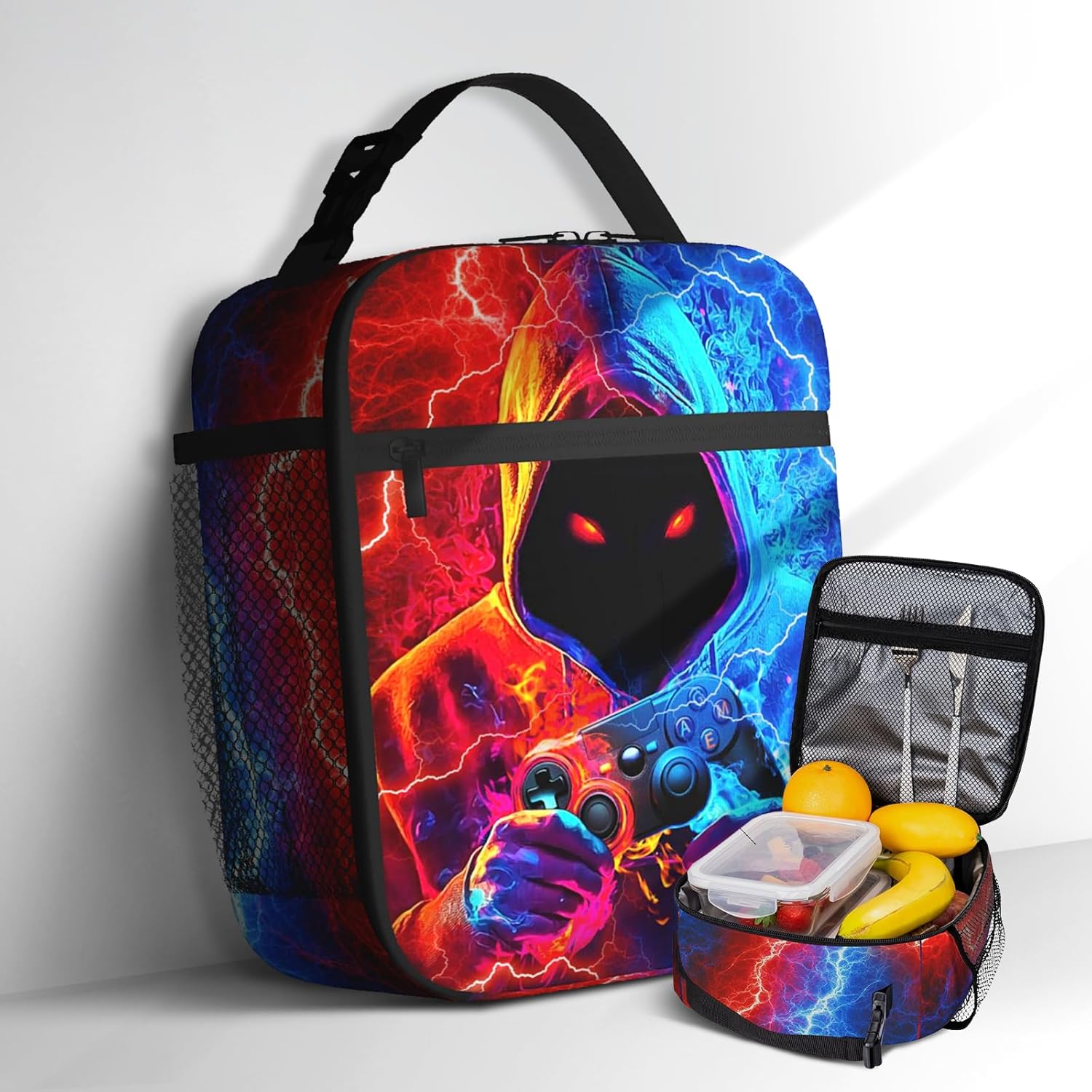 Video Game Kids Lunch Box Insulated Gaming Lunch Bag For Boys Reusable Portable Game Lunch Boxes Cool Gamepad Lunchbox For Boys Teens School Picnic Travel Back to School Gifts