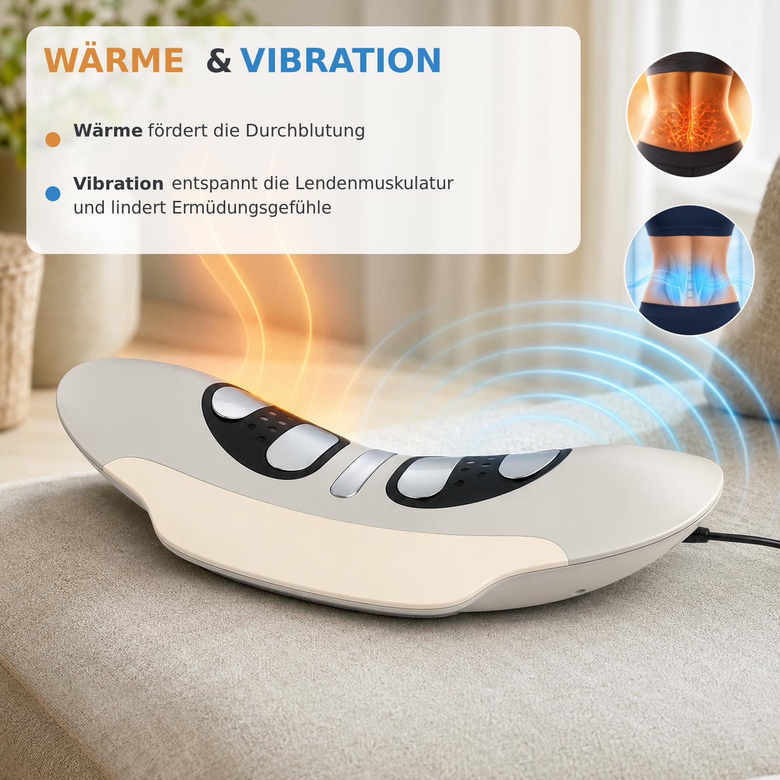 Rückenmassagegerät mit Wärme, EMS, Vibration und Airbag-Traktion