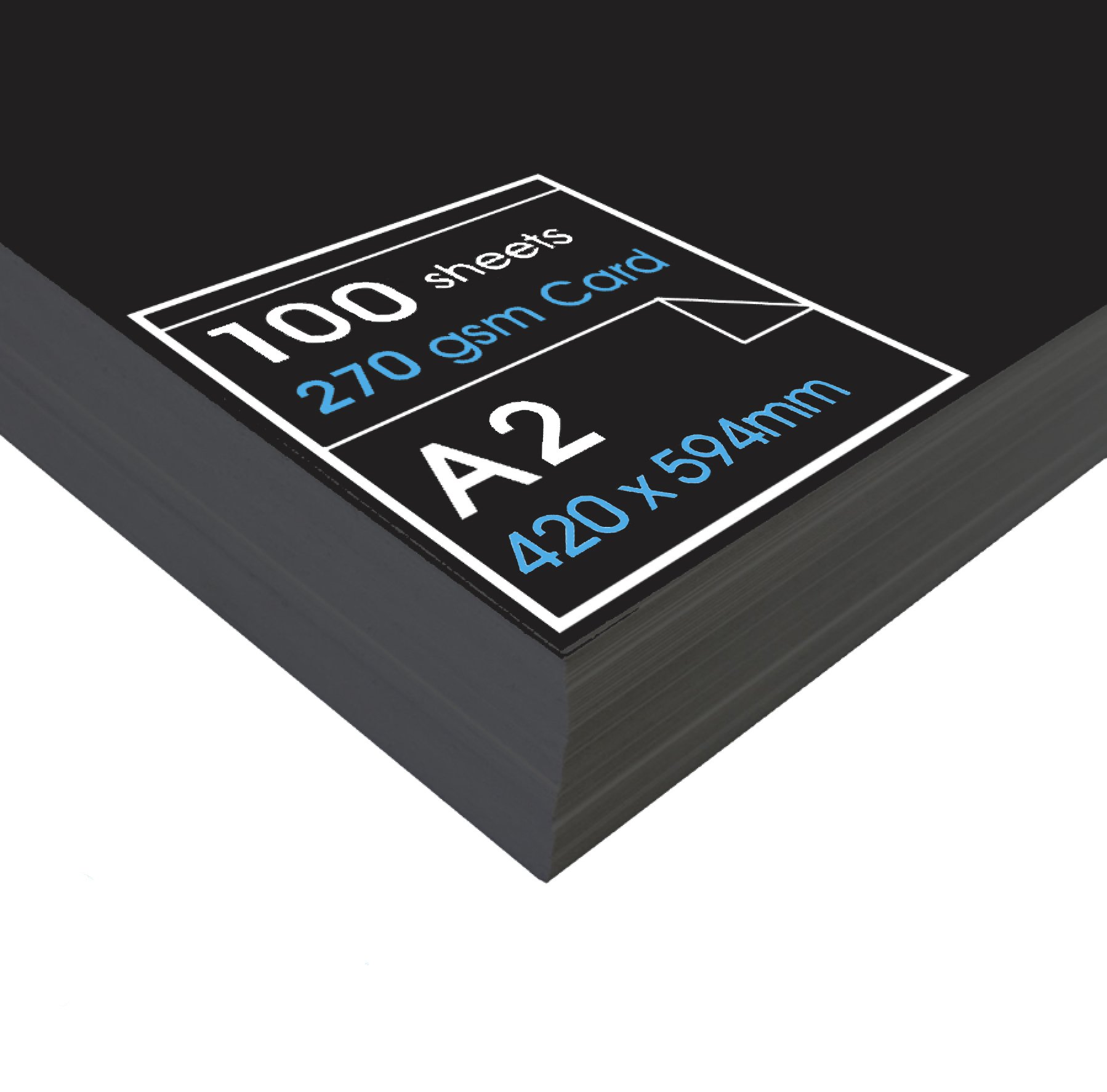 Black A2 Recycled Coloured Card 270Gsm Pack Of 100 Sheets By Bcreative®