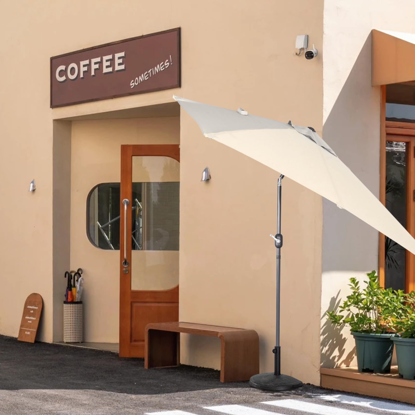 Angel Living 2.5 x 1.3 m Semi Sombrilla de Jardín Cuadrado de Acero y Poliéster, Parasol Inclinado con Manivela, Sombrilla con Mástil Acero 38mm, para Balcón Terraza Patio Jardin
