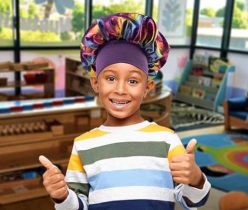 Miniatura 3 de Holly LifePro 2 gorros largos de satén para adolescentes, niños pequeños y bebés, gorros de pelo de banda grande con banda de corbata, gorro de