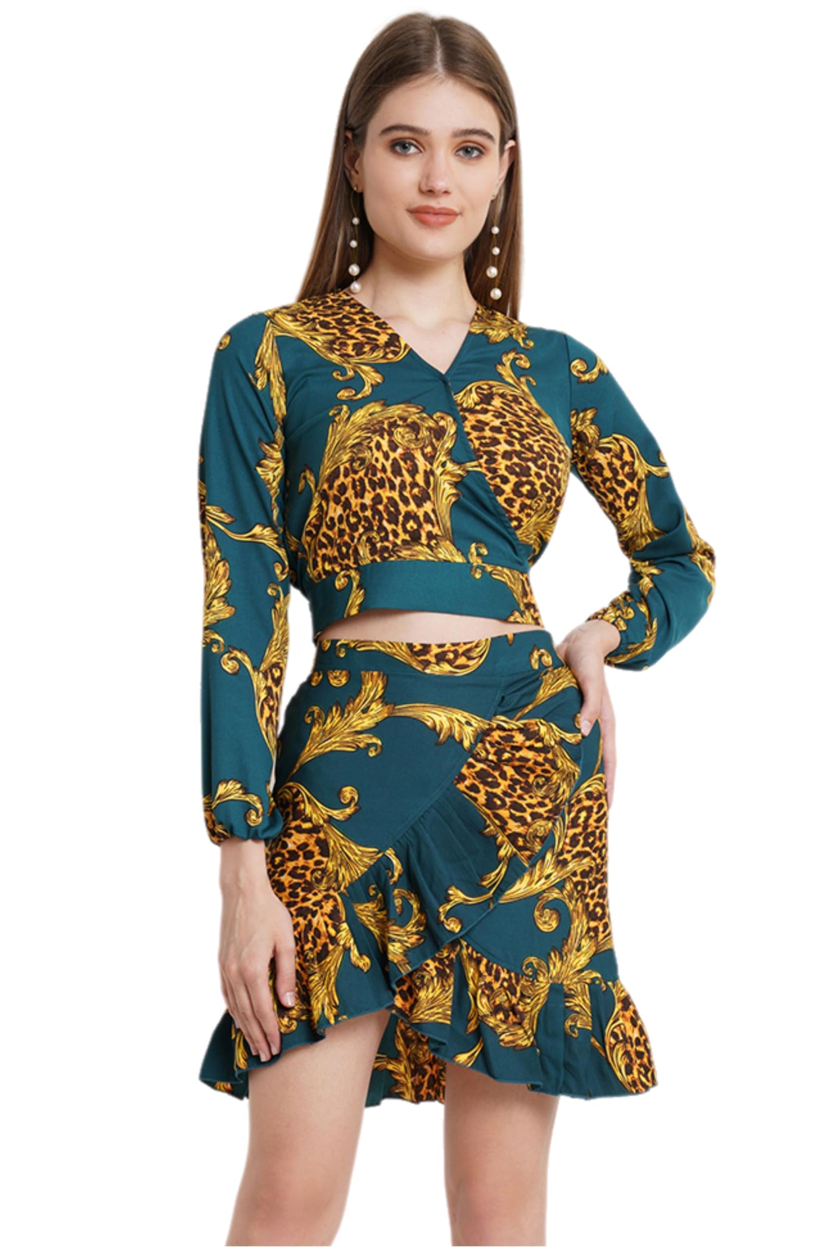 Casual Animal Printed Top and Skirt Set for Women || Co-Ords Set for Women Stylish Western || Two Piece Women Set for Women || Crop Top and Skirt Set for Women