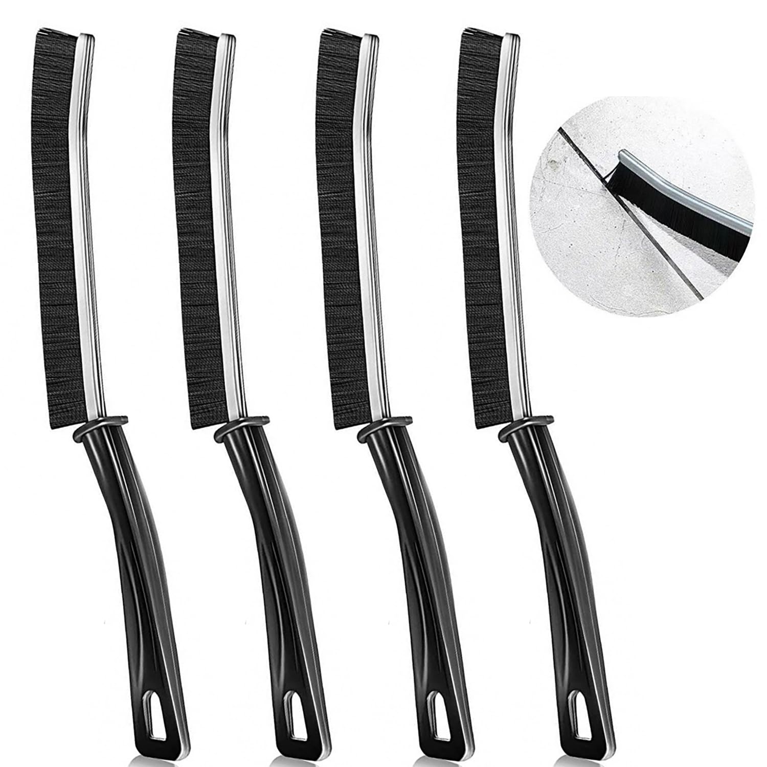 iCovalescent 4Pcs Crevice Cleaning Brush, Grout Cleaner Brush with Hard Handle, Bathroom Crevice Gaps Cleaning Brush Groove Crevice Cleaning Tool for Narrow Corners in Home Kitchen Bathroom