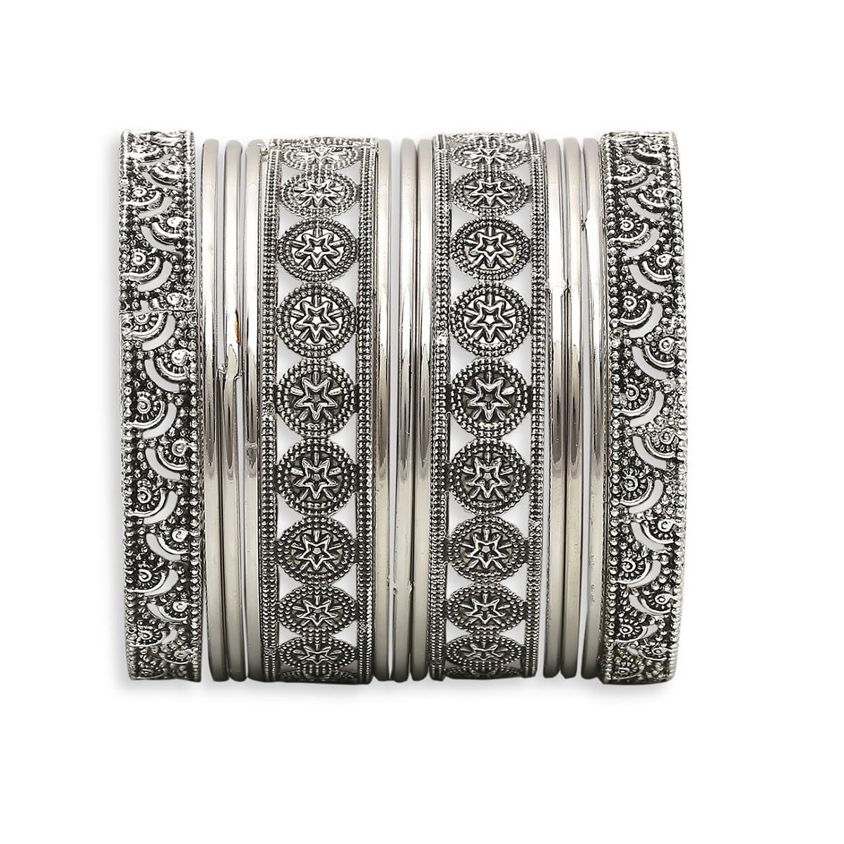 fabula Jewellery Combo of 13 Oxidised Silver Bangle Set for Women & Girls Stylish Latest - Size 2.6 (BBA8_AFR1) (B0CKBJLF1M) Amazon Price History, Amazon Price Tracker