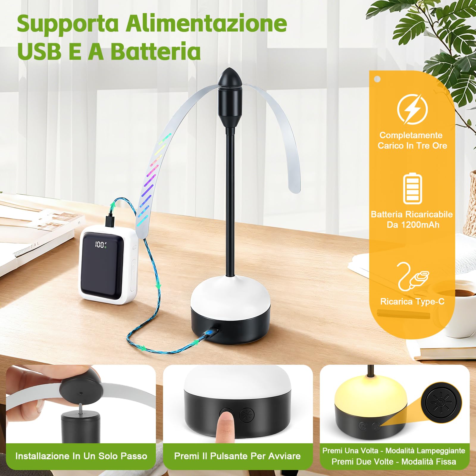 Ulikey Scaccia Mosche da Tavolo, Anti Mosche Pieghevole Portatile 2 Pezzi, Antimosche per Interno Esterno con Gancio, Illuminazione a LED per Cucina, Grigliate All'aperto, Ristoranti