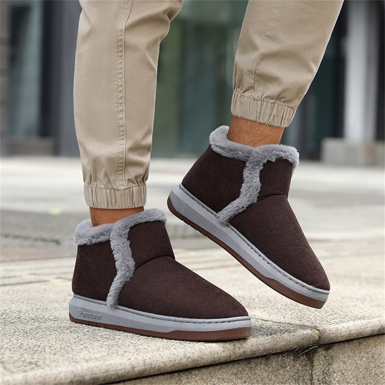Zapatillas de estar por casa para hombre impermeables | Zapatos térmicos cómodos zapatos planos con forro cálido | Botas de algodón de felpa de ante botas de invierno | Zapatos de invierno para