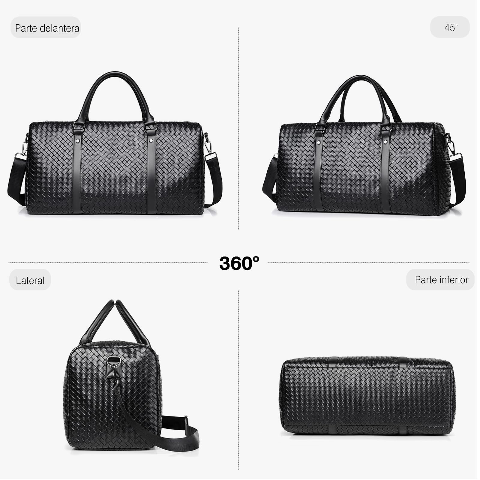 FANDARE Bolsa de Viaje para Mujer Hombre Bolso de Mano Deporte Tejido para Mujer Bolsas de Cabina Equipaje Negocio Bolsa de Gimnasio Natación con Compartimento húmedo/seco Impermeable PU Cuero Marrón