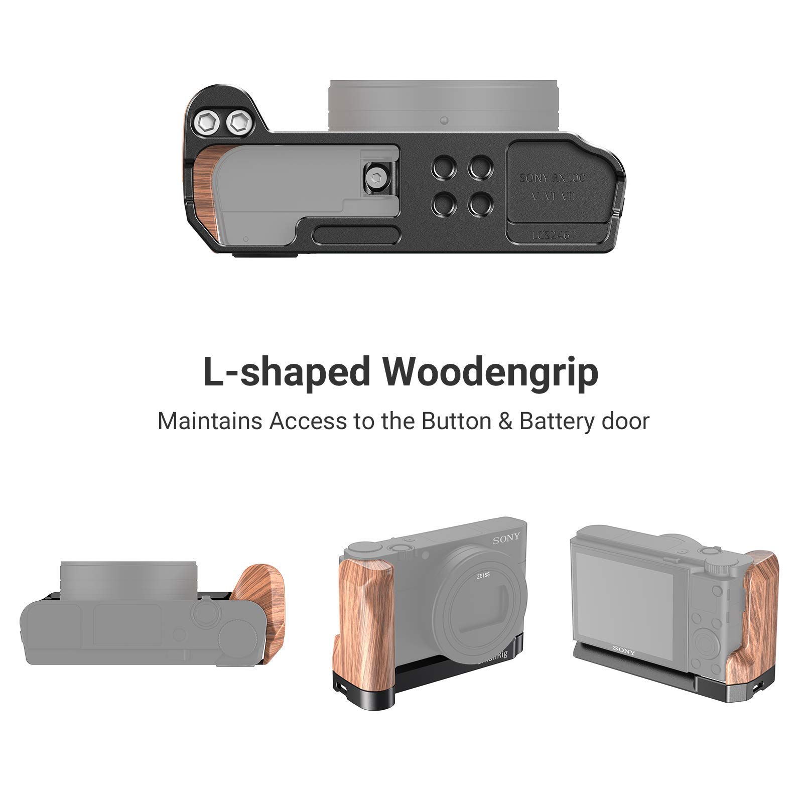 SMALLRIG L-Shaped Wooden Handgrip Empuñadura para Sony RX100 III/IV/V (VA) / Vi/VII - LCS2467