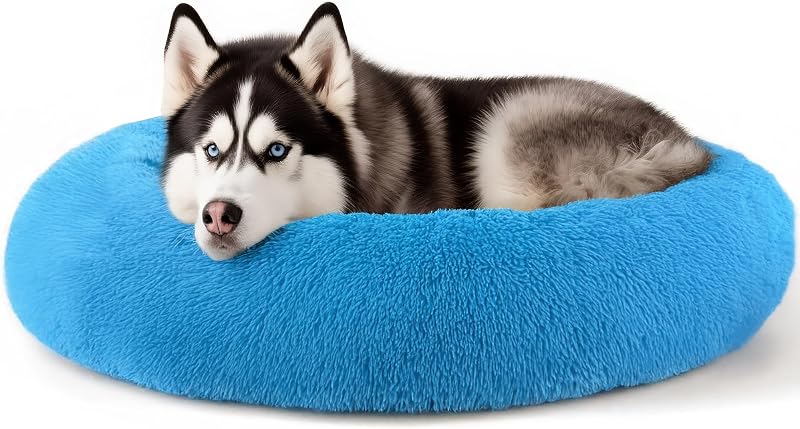 Cama Redonda Extra Grande para Cães com Bordas Elevadas e Base Impermeável Hoewina 91,4 x 91,4 x 20,3 cm