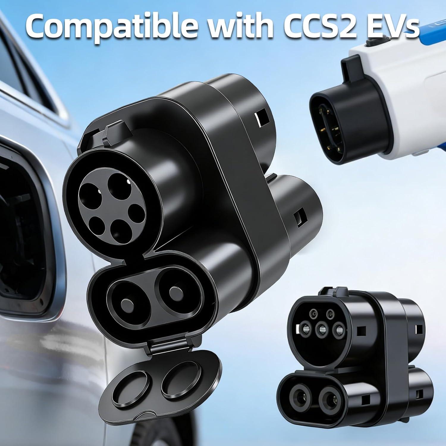 CCS1 to CCS2 Adapter, Electric Vehicle Charging Connector, SAE j1772 to IEC62196,Black