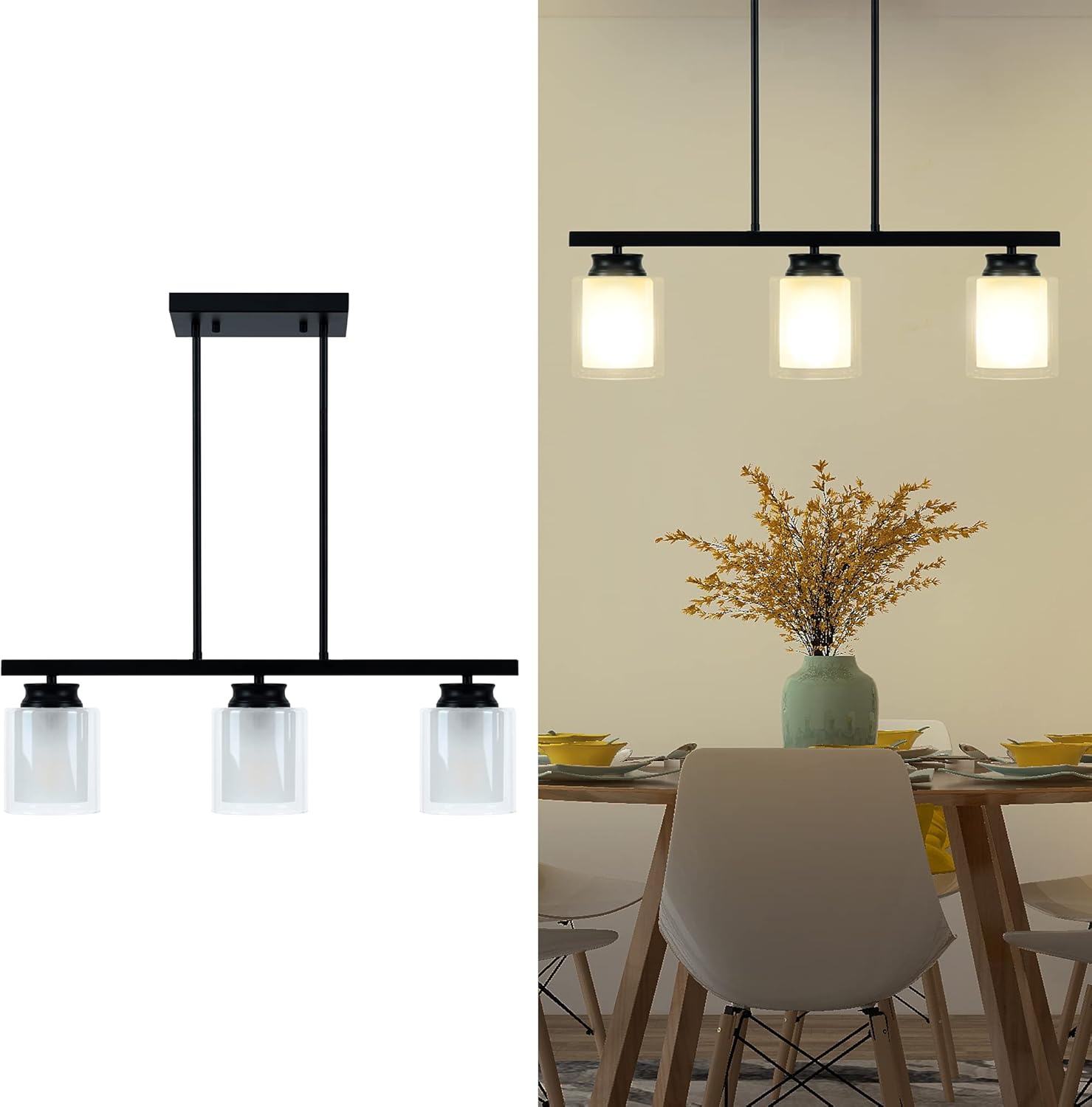 DuMaiWay Industrial Kitchen Island Pendant Light，3Light