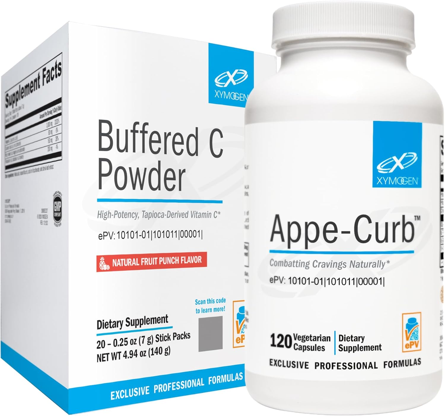 XYMOGEN Buffered C Powder (20 Stick Packs) + AppeCurb (120