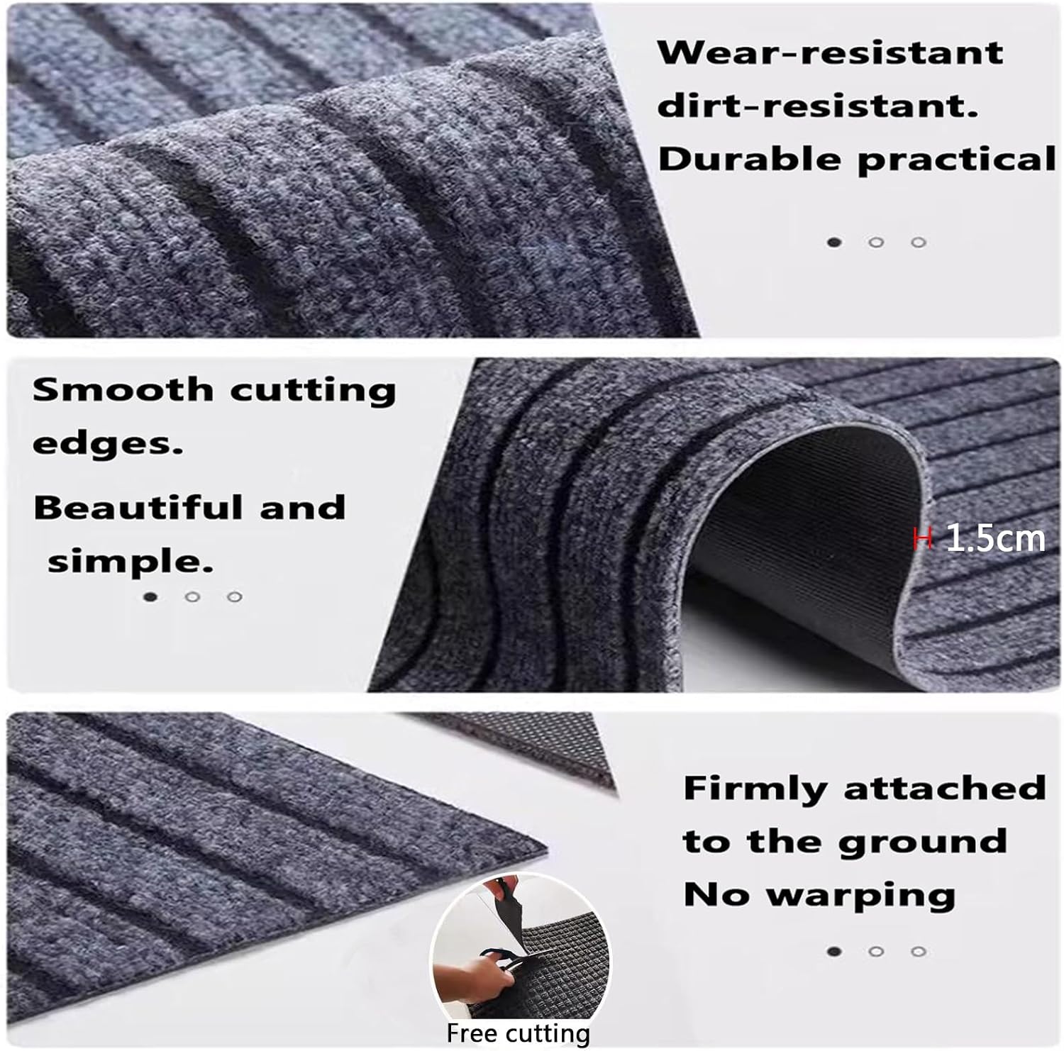 Drum Rug Vibration Absorbing Mat Soundproof Mat Anti-Slip Anti-Vibration Carpet Rectangle Drum Carpet Great Gift for Drummers,Low Pile(Size:180×180cm,Color:Grey)