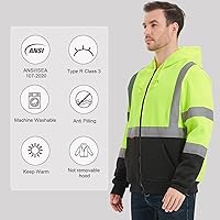 Vista 36 de ProtectX Class 3 High Visibility Safety Sweatshirt for Men, Reflective Hoodie with Large Pocket for Construction & Work