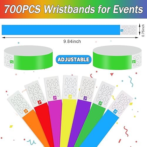 Miniatura 2 de Pulseras para eventos – 700 pulseras impermeables de neón para eventos, conciertos, entradas a festivales, fiestas (amarillo, rosa, verde, azul,