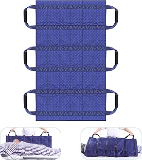 Positioning Bed Pad with Reinforced Handles,Reusable Washable Transfer Sheet for Turning, Lifting,Repositioning,45.7"X26.8" Soft Multipurpose Transfer Pad for Elderly, Incontinence,Caregiver,Blue