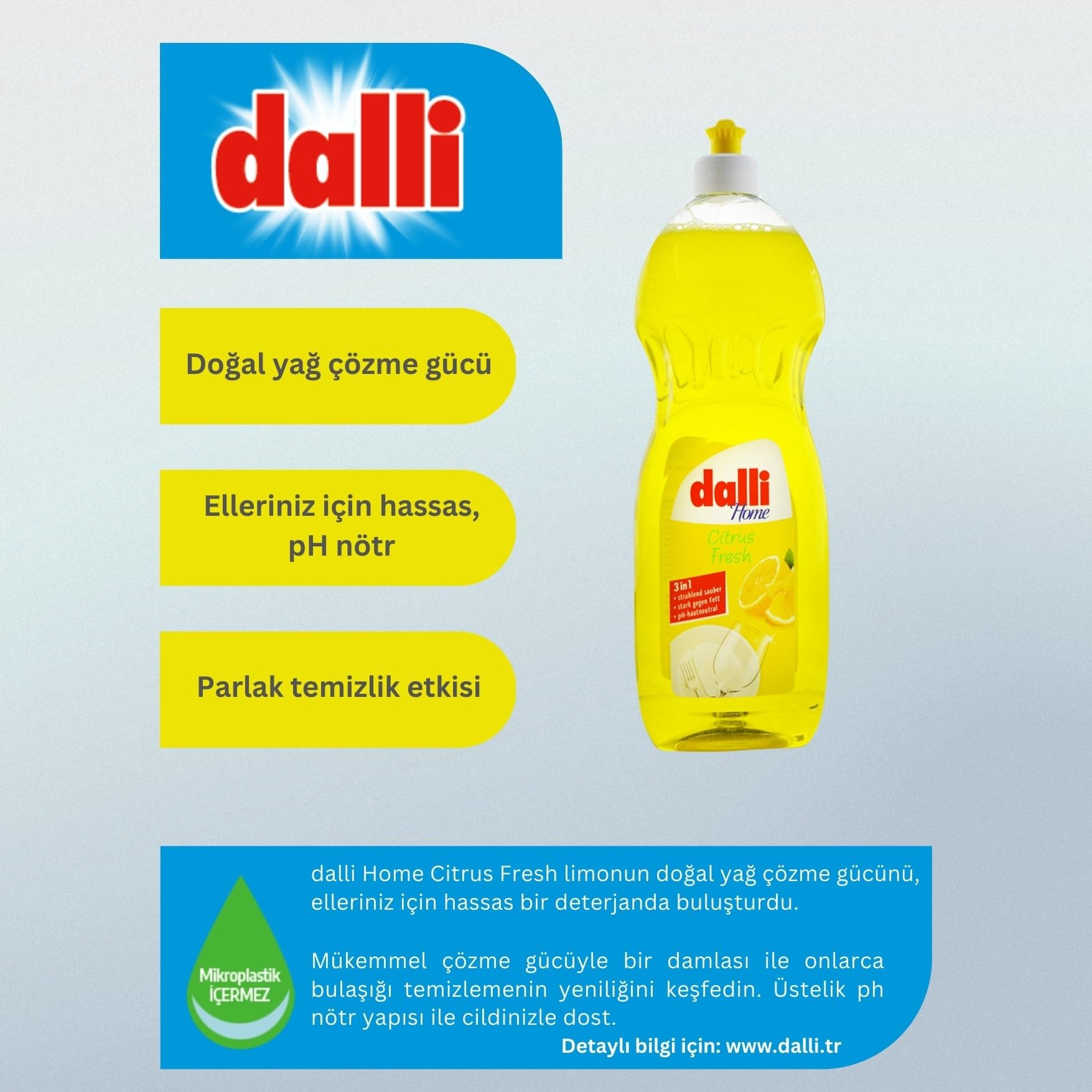 Dalli Elde Yıkama Sıvı Bulaşık Deterjanı Limonlu 1lt