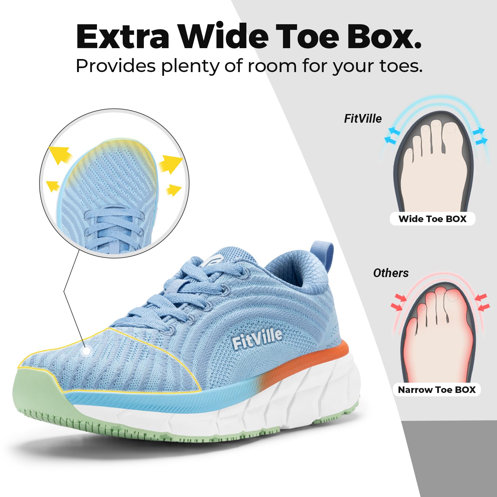 FitVille Scarpe Running Donna Pianta Larga Ginnastica Sneaker Leggere Wide Fit Traspiranti Passeggio