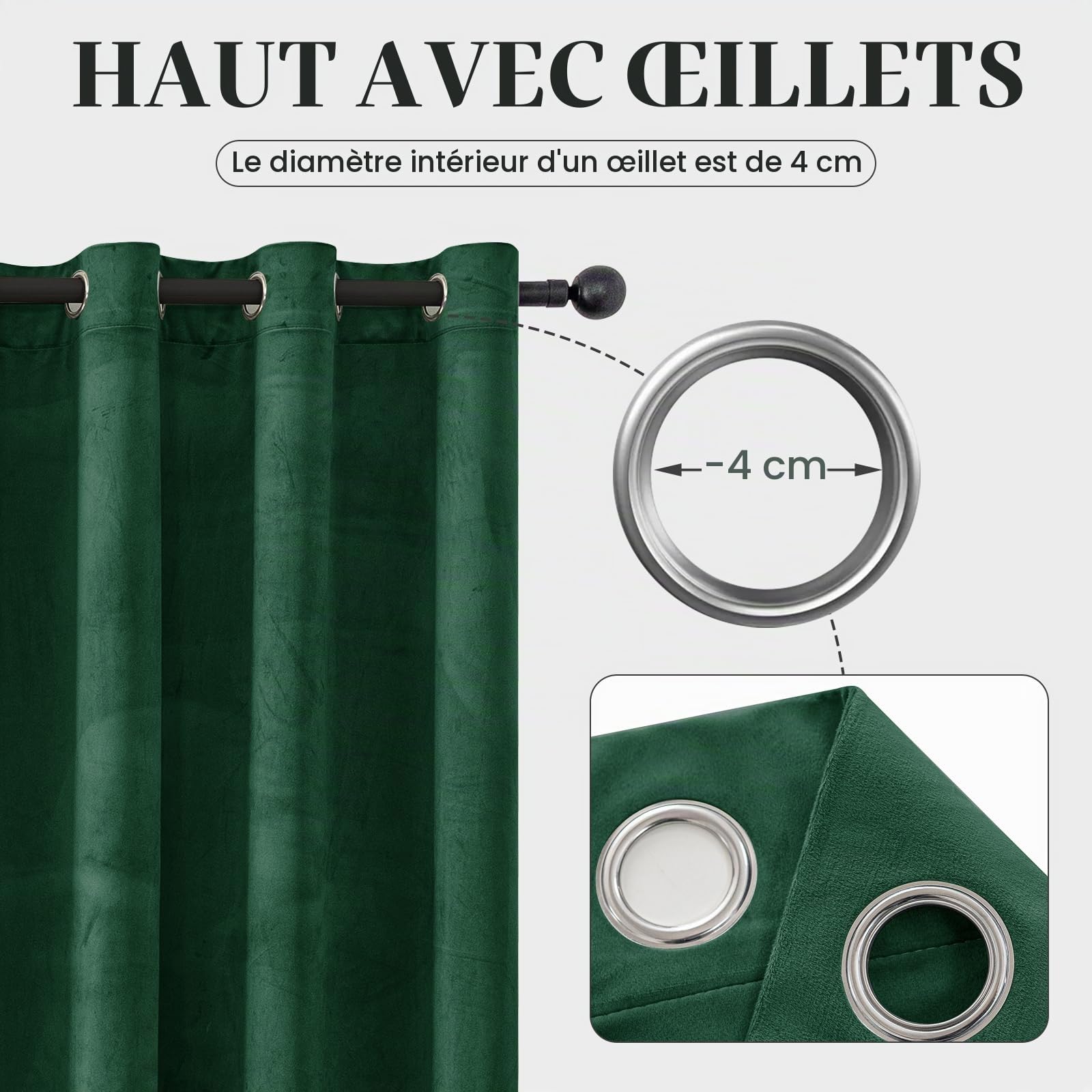 Ystyle Rideau Occultant Velours Lot De 2, 140x180cm, Vert Foncé | Rideaux Salon Rideau Thermique Isolant Anti Chaud Intérieurs, Rideau Phonique Anti Bruit, Moderne Chambre Maison Dressing