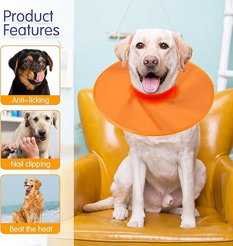 Miniatura 5 de Collar de recuperación para perros, collar de cono suave alternativo después de la cirugía, ajustable, transpirable, collar E para perros grandes,
