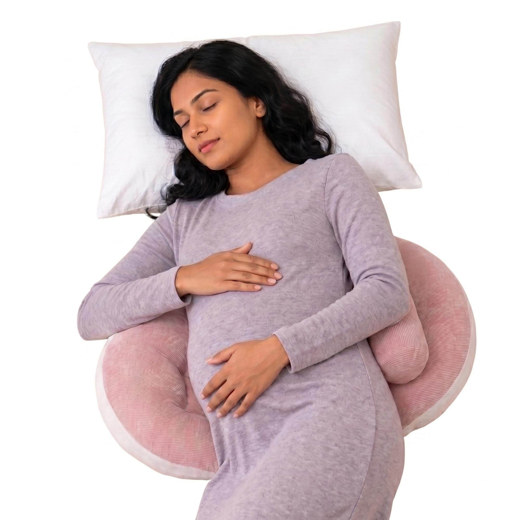 Bembika Pregnancy Pillow – Adjustable U Shaped Pregnancy Pillow for Belly and Back Support, Maternity Body Pillow for Side Sleeping, Compact Pregnancy Support Pillow for Comfort-(Pink)-image-22