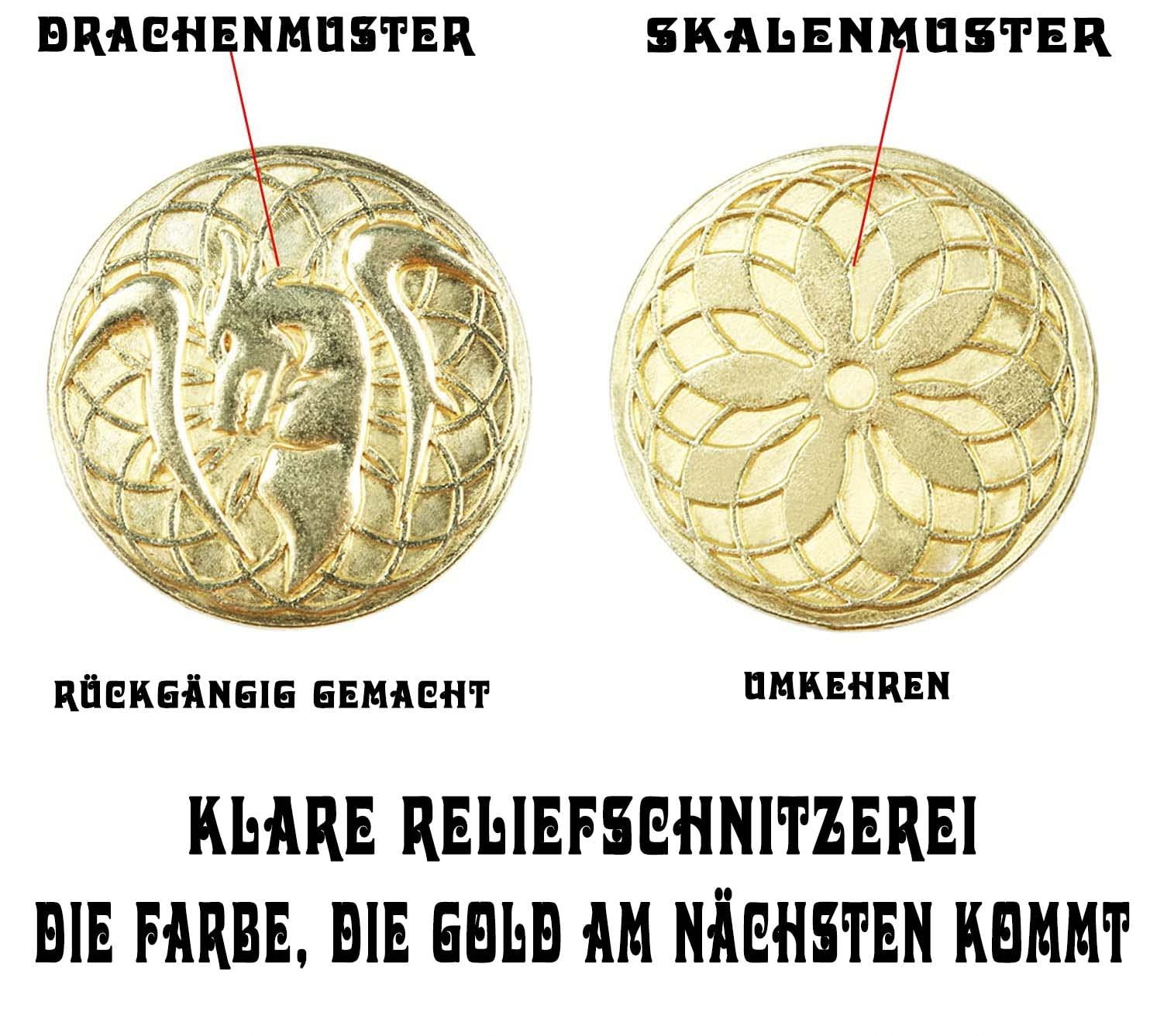 Byhoo 50 PCS Goldmünzen & PU Ledertasche, Metallmünzen für DND, Fantasy Münzen Schatz für Brettspiele, Falsche Münzen als Spielmarken für Dungeons & Dragons, Tabletop TTRPG Spiele