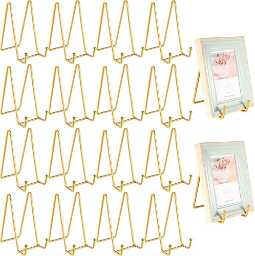 Mixweer Paquete de 18 soportes para platos de 6 pulgadas, soportes de exhibición de marcos de fotos, soporte de marco de metal para platos
