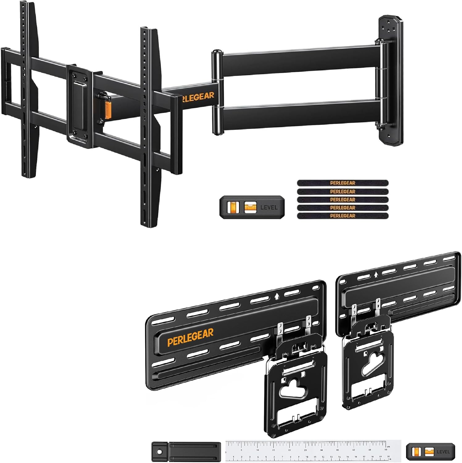 Perlegear TV Wall Mounts: PGLF18 (32-75 Inch) & PGXL2 (42-86 Inch) Ultra Slim Flat & Neo QLED Frame TVs, Full-Motion, 100 lbs & 132 lbs Capacity