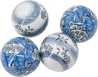 A&B Home Blue and White Decorative Orb, 4