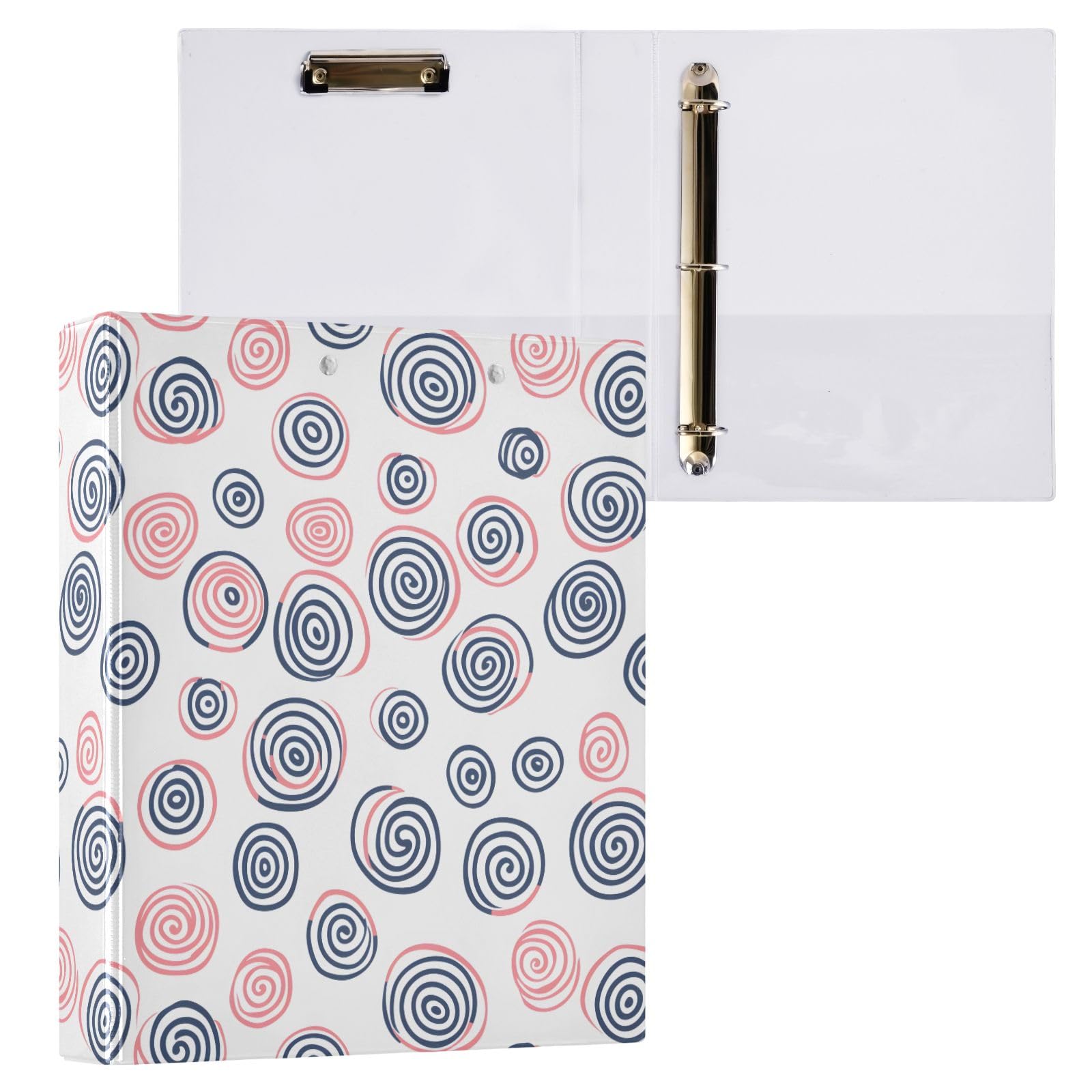 Raccoglitore a 3 anelli disegnato a mano, 3,8 cm, contiene 200 fogli con 3 tasche interne trasparenti in PVC, per scuola e ufficio
