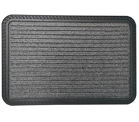 Banchmark Home Furnishings Rubber Coir Molded Entryway Rug for Indoor & Covered Door Entrances Driver Foot Mat 1 pc (Grey)