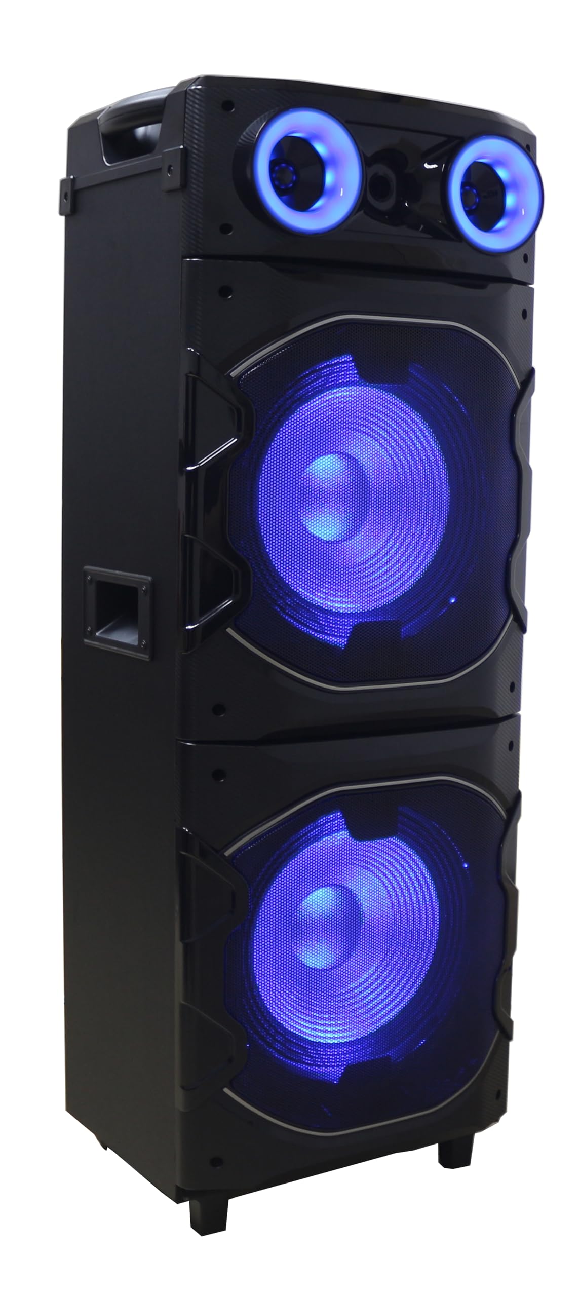 Jumbo PS25BT Party Speaker Bluetooth 5.3 con luce, funzione karaoke e microfono – Altoparlante portatile TWS 1200 W con LED da discoteca, USB, AUX, radio FM e ruote per eventi e attività all'aperto