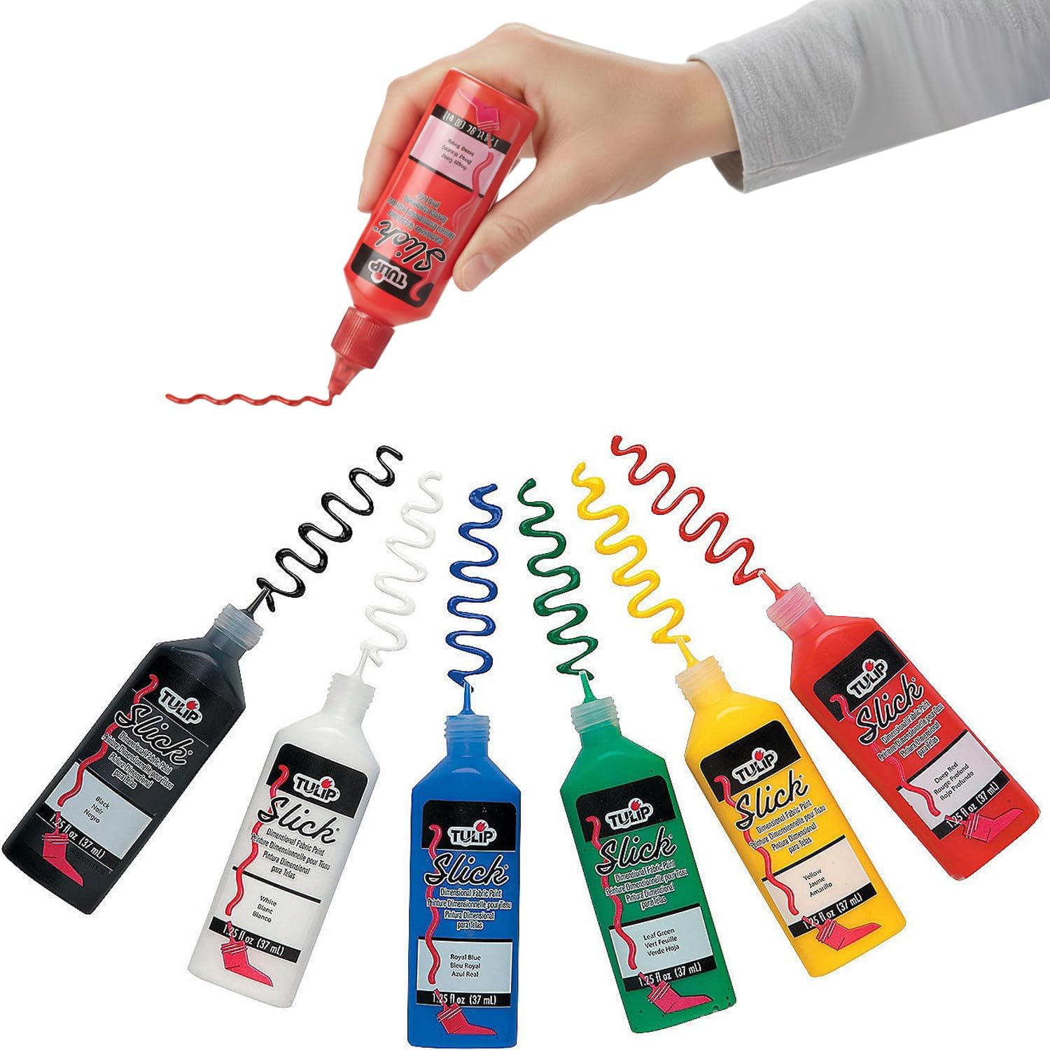 1.25-oz. TulipSlick Assorted Colors Dimensional Fabric Paint - Set of 6 - Basic Supplies - 6 Pieces