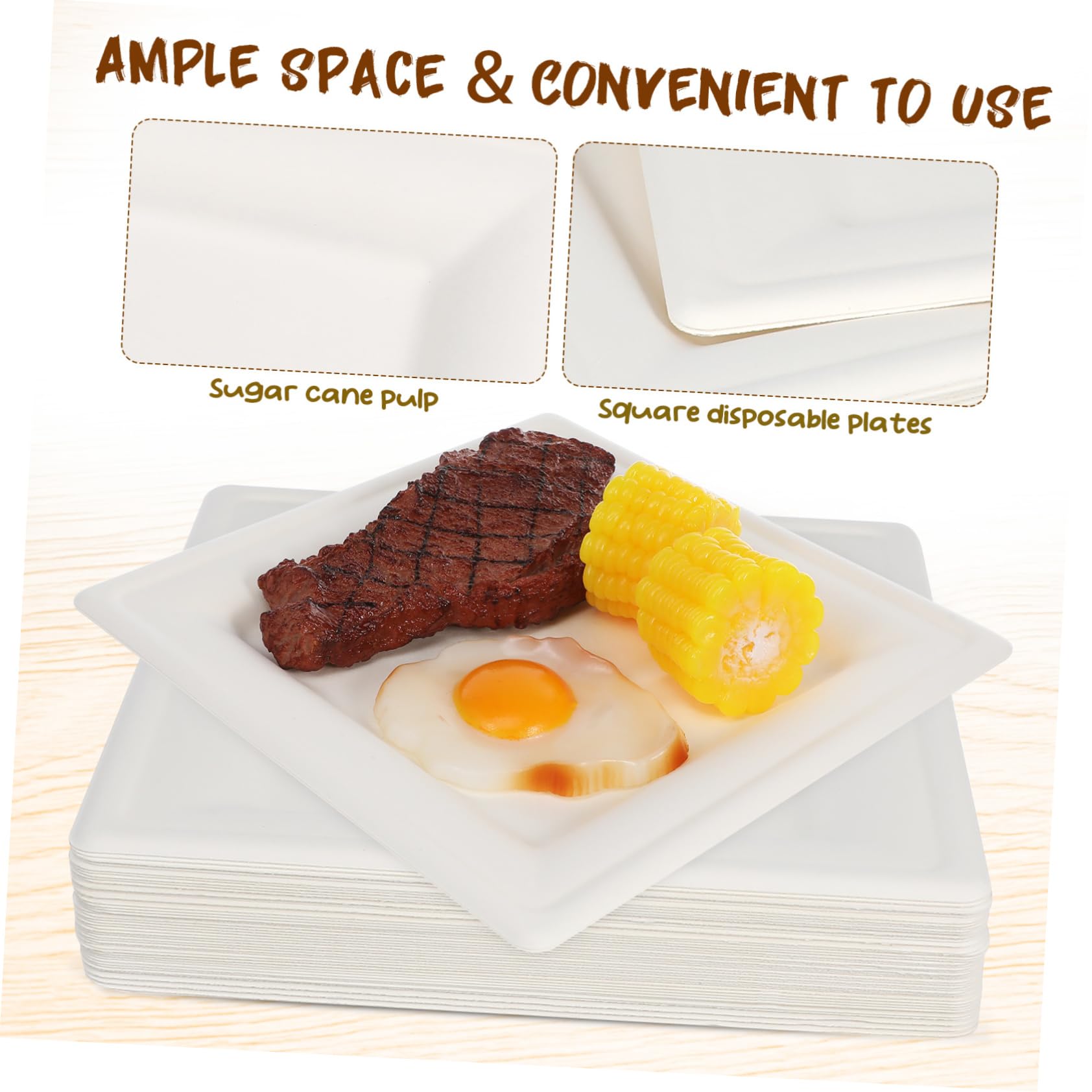COLLBATH 50pezzi Piatti Usa e Getta Quadrati Spessi Da Vassoi Resistenti Per Compleanni Picnic e Eventi Per Dessert e Pasti Principali Facili Da Utilizzare Necessità Di Lavaggio