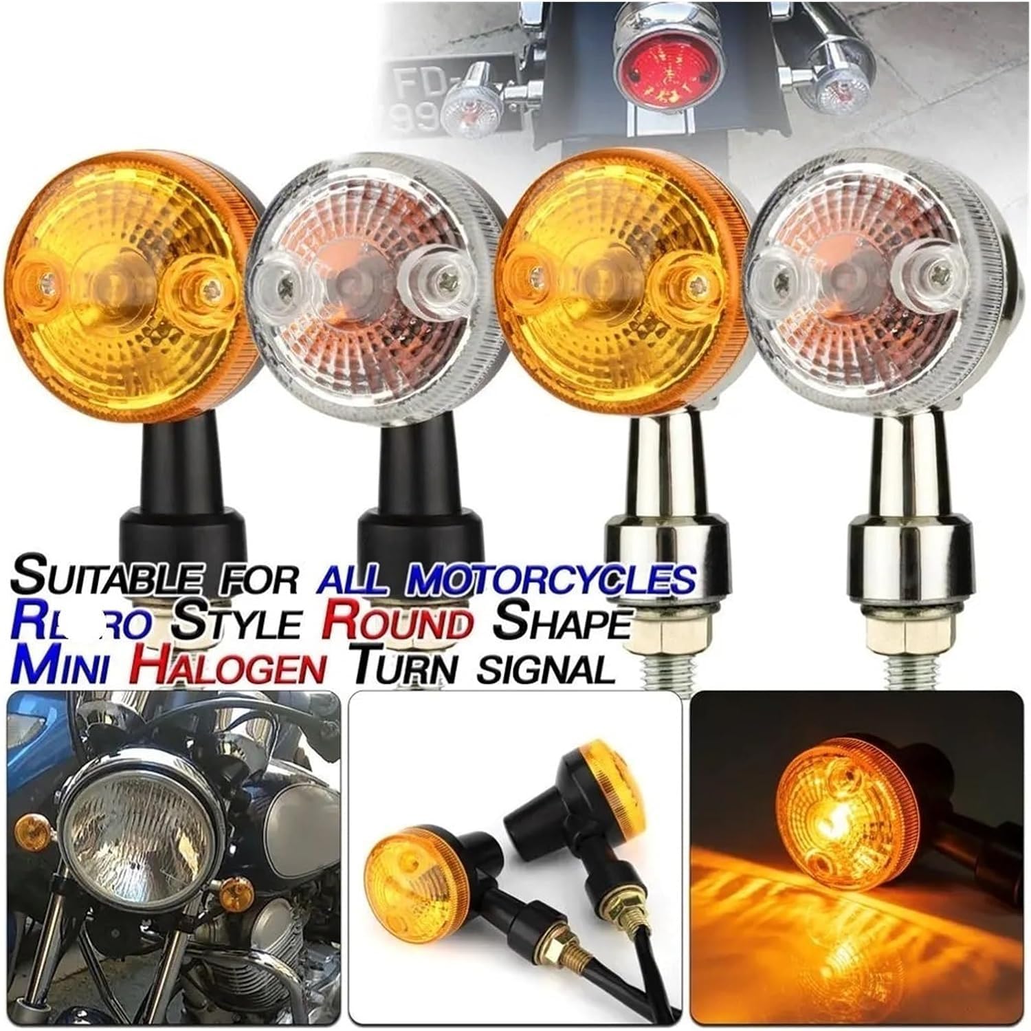 Generic Mini uniwersalne wskaźniki Dla Kawasaki Dla Suzuki Dla Honda Lampa kierunkowskazów 2 szt. Lampa kierunkowskazów motocyklowych Bursztynowe migacze