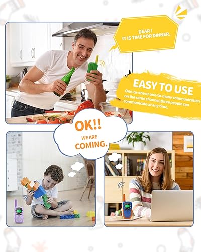 Miniatura 3 de FAYOGOO Paquete de 4 walkie talkies para niños de largo alcance de 2 millas, walkie talkies recargables para niños con linterna, batería