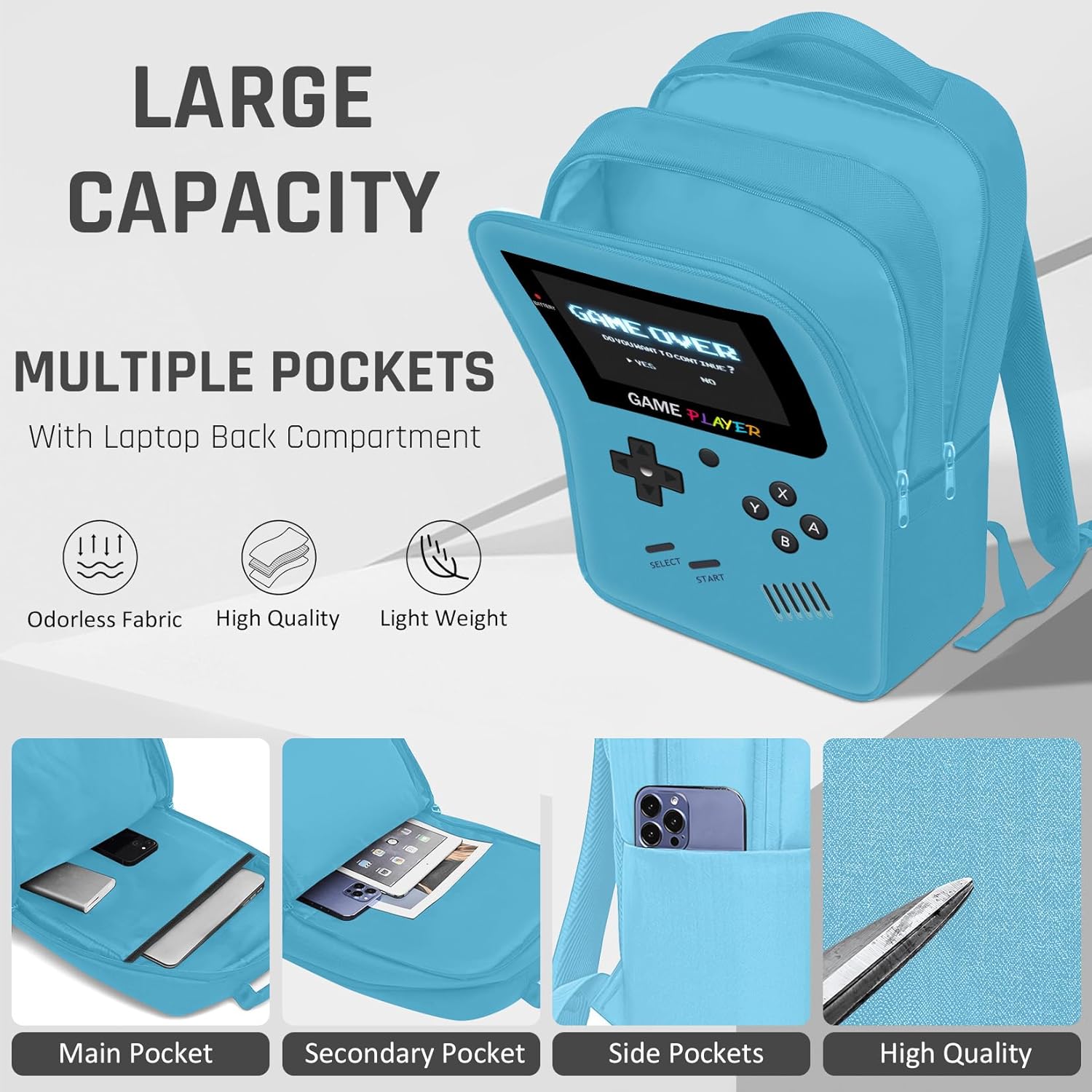 Gamer Backpack for Boys,School Boys Backpack for Kids Children Teens Elementary Middle High School,17" Large Capacity Student Bookbag & Multifunctional Video Game Travel Bag - Image 2