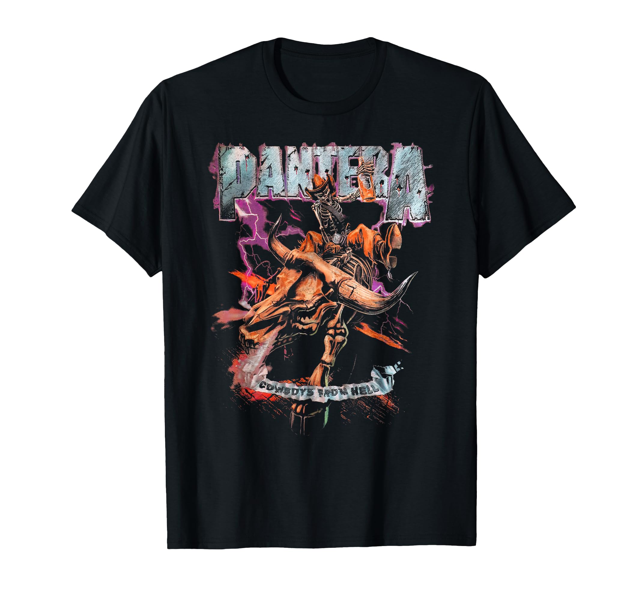 Official Cowboys From Hell Riding Skeleton Short Sleeve T-Shirt