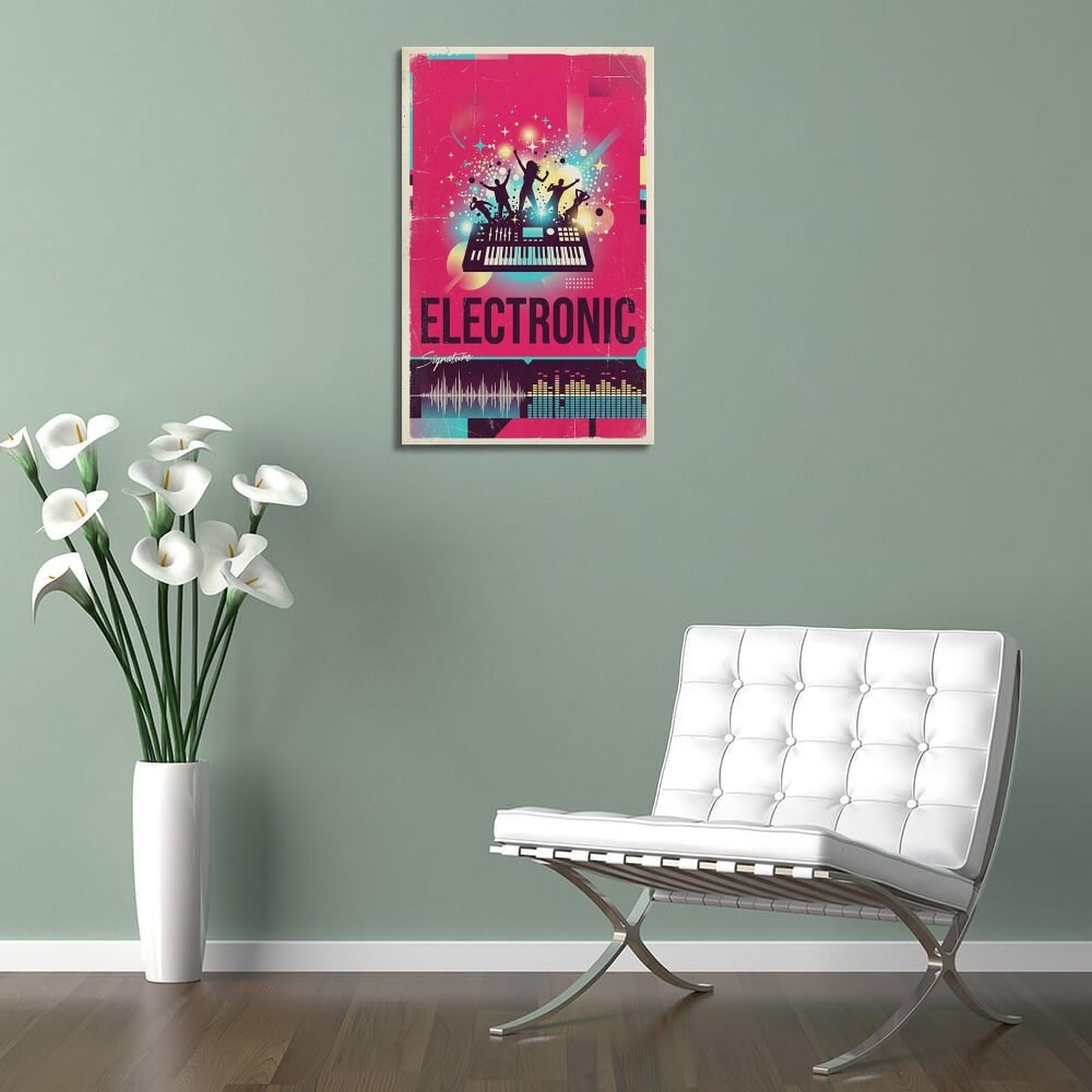 XKUGA Poster con stampa moderna su tela decorativa con musica elettronica, discoteca, discoteca, feste, decorazione artistica da parete ideale per famiglia, grotta degli uomini, sala giochi, camera da