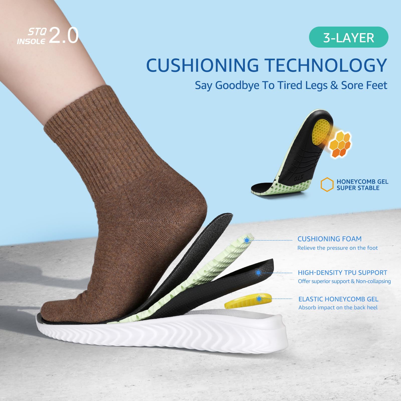 Amazon.com: STQ Arch Support Insoles for Women, Orthotic Memory