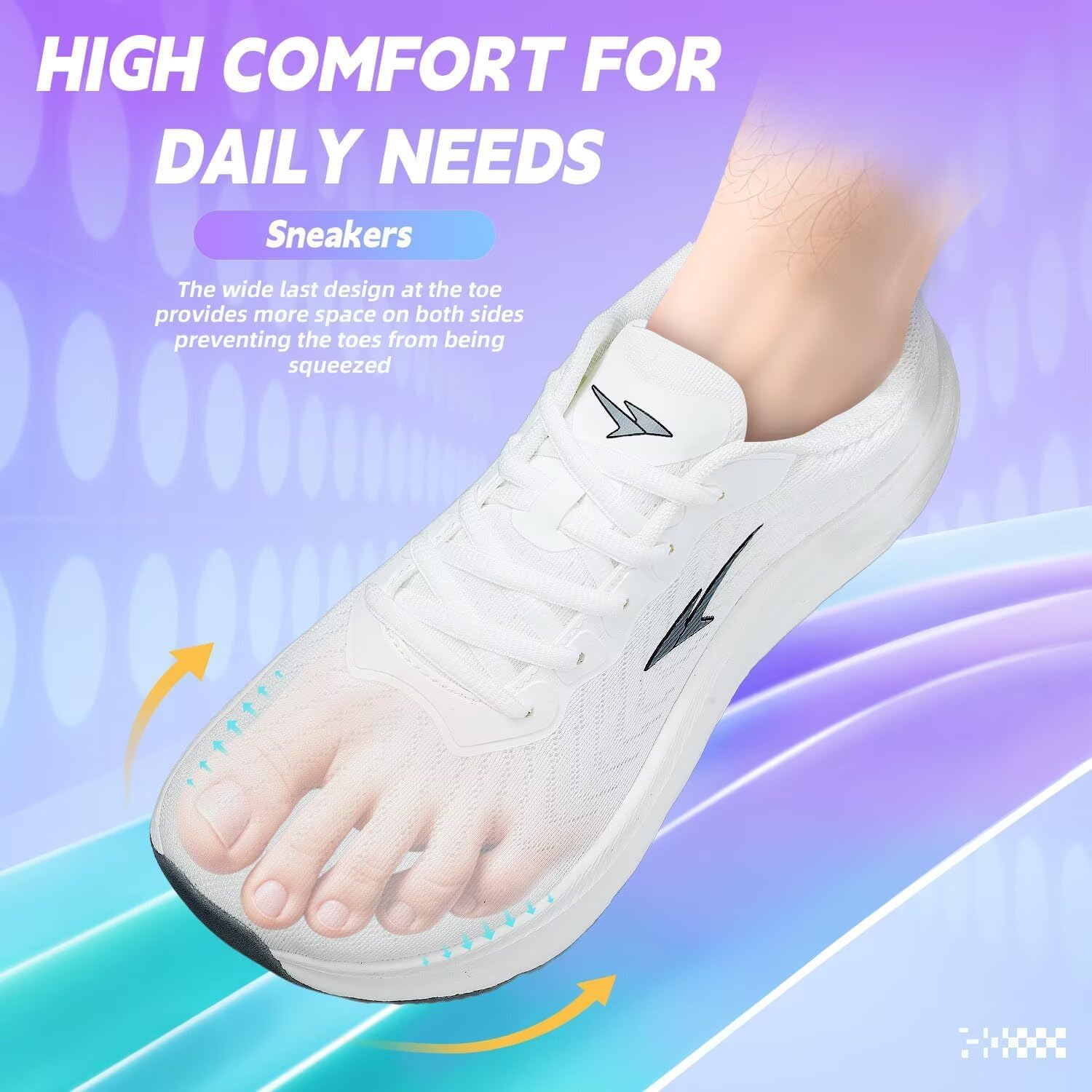 Men's Wide Toe Walking Shoes Casual Trail Running Sneakers Cross-Trainer Tennis Non Slip Athletic Gym Workout Soft Sole - Image 3